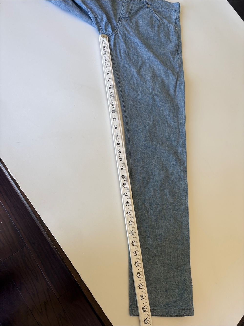Raleigh Denim Graham Trousers Chambray Handmade Business Casual 5 Pocket Size 33 - Picture 11 of 11